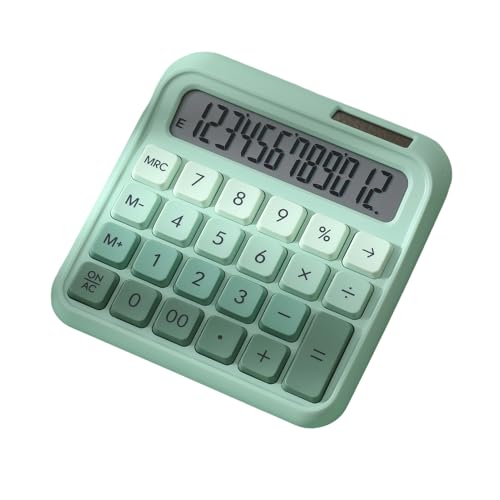 Desktop Calculator 12 Digit Large and LCD Display Big Button Calculators Solar Power and Battery Operated for Office School Home for Kids Students Accountant - Gradient Pink (Blue) (Green) - color: Green