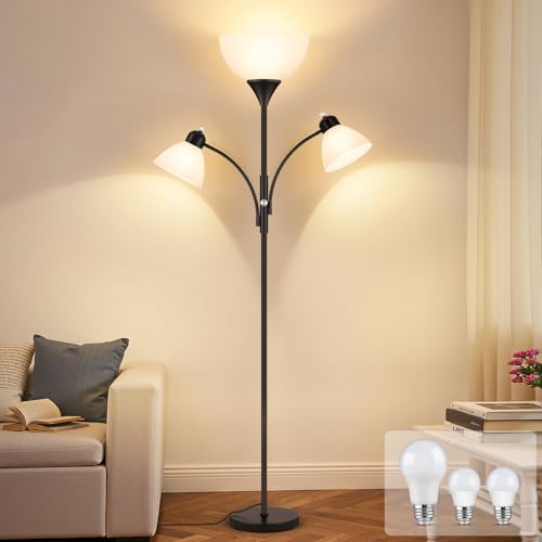 Coucrek Torchiere Floor Lamps for Living Room, 72" Dimmable Reading Lamp - color: Black