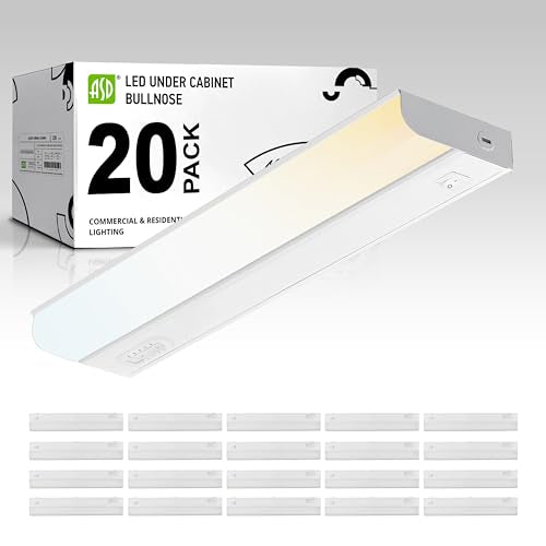 ASD LED Under Cabinet Lighting Hardwired, 18 Inch 10W 2700K-5000K Selectable, 807LM, CRI90+, Direct Wire Linkable Under Counter Lights for Kitchen, Dimmable Under Cabinet Lights, White, UL, 20 Pack - color: 18 Inch White, size: 20 Pack