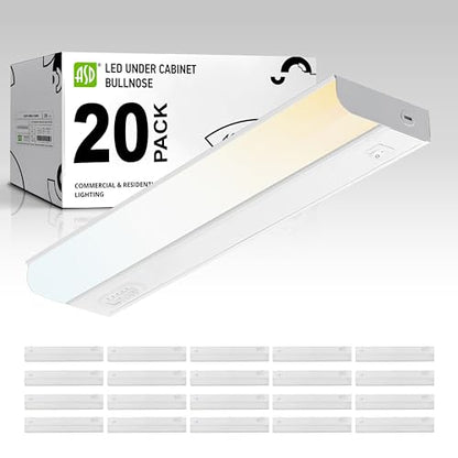 ASD LED Under Cabinet Lighting Hardwired, 18 Inch 10W 2700K-5000K Selectable, 807LM, CRI90+, Direct Wire Linkable Under Counter Lights for Kitchen, Dimmable Under Cabinet Lights, White, UL, 20 Pack - color: 18 Inch White, size: 20 Pack
