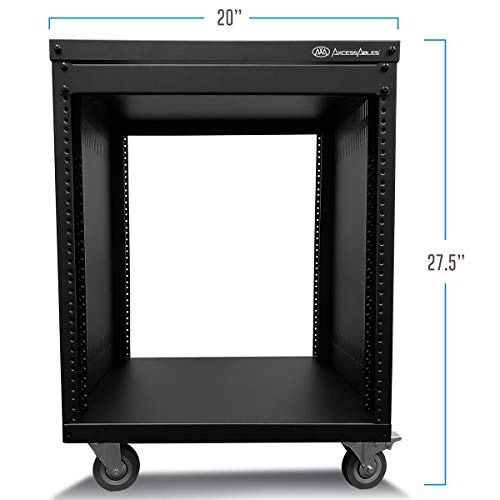 AxcessAbles 12U Network Rack with Wheels - 500lb Capacity, 18" Depth | 19-Inch Open Frame AV Rack Case with 3” Caster Wheels | Screws, Spacer, Tool Included - color: RK12U