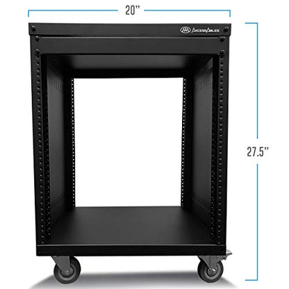 AxcessAbles 12U Network Rack with Wheels - 500lb Capacity, 18" Depth | 19-Inch Open Frame AV Rack Case with 3” Caster Wheels | Screws, Spacer, Tool Included - color: RK12U