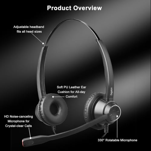 X1D Dual Ear Office Headset with USB-C/A & 3.5mm - Noise Cancelling Mic, Binaural Focus - Wired Headset for PC Laptop, Zoom & Teams, All-Day Comfort
