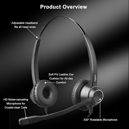 X1D Dual Ear Office Headset with USB-C/A & 3.5mm - Noise Cancelling Mic, Binaural Focus - Wired Headset for PC Laptop, Zoom & Teams, All-Day Comfort