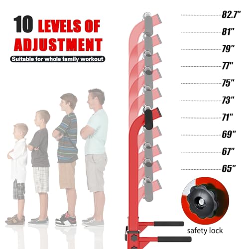soges Power Tower Pull Up Bar Station, Free Standing Pull Up Rack Dip Station for Home Gym, Height Adjustable Home Strength Training Fitness Workout Equipment - color: Red