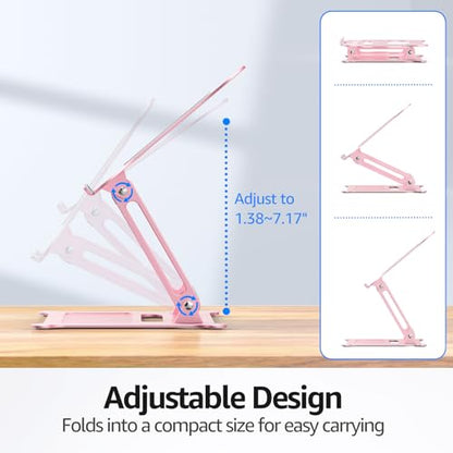 Urmust Adjustable Laptop Stand for Desk, 10-15.6“ Laptop Riser, Pink - color: C-Pink