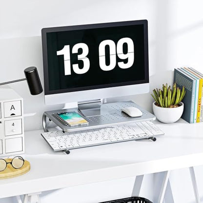 HUANUO Monitor & Laptop Stand - Metal Vented Riser for Screen, Laptops, Printers - Home & Office - color: Silver