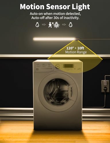 Under Cabinet Lighting, Motion Sensor Lights Indoor Plug in, 16" 12V LED Under Counter Super Bright Magnetic for Kitchen/Hallway/Toilet/Garage/Closet(Warm White/3000K) - color: Warm White/3000K, size: 1 Pcs