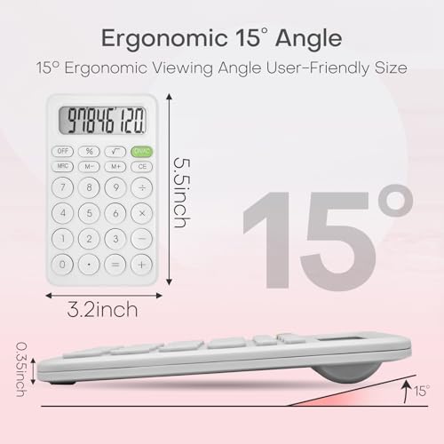 Cute Calculator, Basic Four Function for Teachers Students Basics Office, Small Handheld Calculators, 8 Digit with LCD Display, Sensitive Button, 5.5×3.2 inches White - color: White