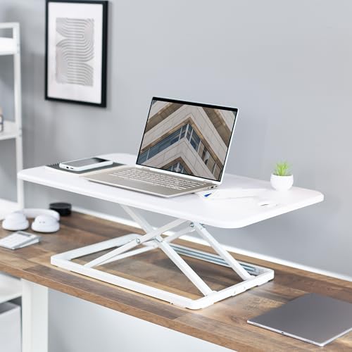 VIVO White 32 in Single Top Standing Desk Converter, DESK-V032JW - color: White, size: 32"