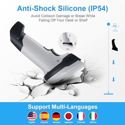 Barcode Scanner Wireless, Bluetooth Barcode Reader with Stand 3 in 1 Bluetooth & 2.4G Wireless & USB Wired Connection 1D&2D&QR&PDF417 Data Matrix Handheld Bar Code Scanners - size: 2D-2209WT-Wireless