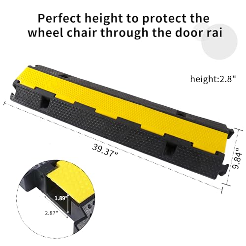 Rubber Cable Ramp Cord Cover Cable Protector Ramps Wire Hose Protective 22000Lbs Load Capacity Traffic 1 Channel Speed Bump for Asphalt Concrete Gravel Driveway, 3 Pack - color: 1 Channel - 3 Pack