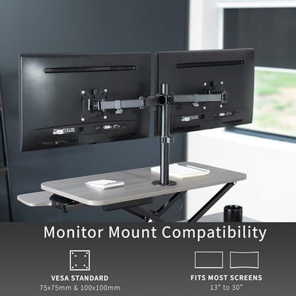 VIVO Gray 32 in Standing Desk Converter with Monitor Stand, DESK-V000K-M2G - color: Grey, size: 32"