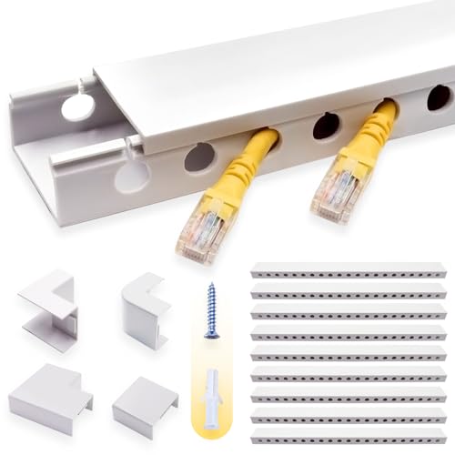 Cable Raceway Kit,139 Inch Open Slot Cable Management Kit with Upgraded Snap Structure,Under Desk Cord Organizer with Cable Management System for Network/PC/TVs 15.7" X 1.57" X 0.79" X 9PCS