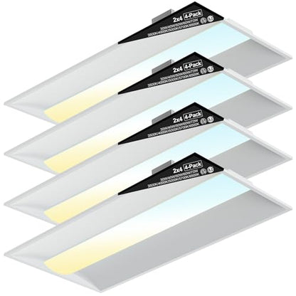 2x4 LED Troffer Light, 4-Pack, Backlit Panel, 30W–72W Selectable, 5CCT, 0–10V Dimmable, ETL, Drop Ceiling - size: 2x4FT-4pack