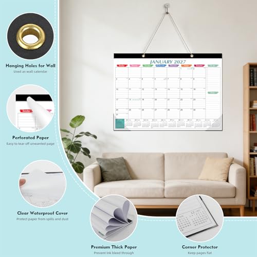 Tcamp Desk Calendar 2026-2027, Large Desktop/Wall Monthly Calendar - color: Colorful, size: 17"x12"(Jul 2026-Dec 2027)
