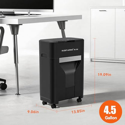 100-Sheet Auto Feed Paper Shredder, 40 Min Non-Stop, Shredders for Home Office Heavy Duty, P-4 Ultra Security Shredder for Home Office, Cross-Cut with Wheels, 4.5 Gal Bin, <63 dB (OL100) - size: 100 Sheet Auto Feed