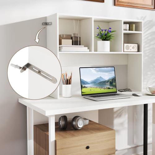 Tangkula White Desktop Bookshelf with 4 Storage Compartments - color: Off White, size: 4 Shelves