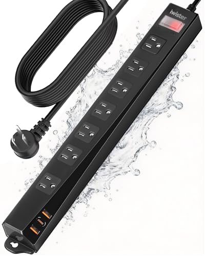 Outdoor Power Strip Weatherproof IPX6, 15FT Extension Cord 7 AC | 1625W/13A 15FT USB Power Strip with Multiple Outlets,7 AC & 3 USB, Wall Mount for Camping,Poolside,Garden,Workshop, UL Listed - size: 15FT