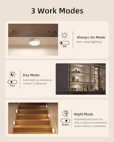 EZVALO Under Cabinet Lighting with Charging Station, 1000mAh Rechargeable Puck Lights with Remote, 3 Color Temps & 12 RGB Closet Lights, Dimmable Motion Sensor Lights for Shelf, Kitchen (3 Packs) - color: White