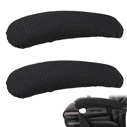 KALIONE 2Pcs Office Chair Arm Cover, Black Armrest Slipcover Pads Chair Armrest Covers, Office Seat Hand Rest Protector, Elastic Computer Arm Protectors,Arm Covers Protectors for Office Chair