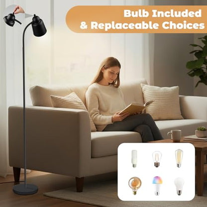 LALISU Floor Lamp, Industrial Floor Lamps for Living Rooms & Bedrooms - color: All Black