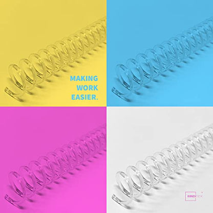 Binditek Plastic Spiral Binding Coils, 12 mm, 4:1 Pitch, Clear, 50 Pack | Coil Binding Spines, 1/2", 90 Sheet Capacity, 48 Loops, for Letter-Size Reports, Presentations, School and Office Projects - size: 12mm, style: 50P , Clear
