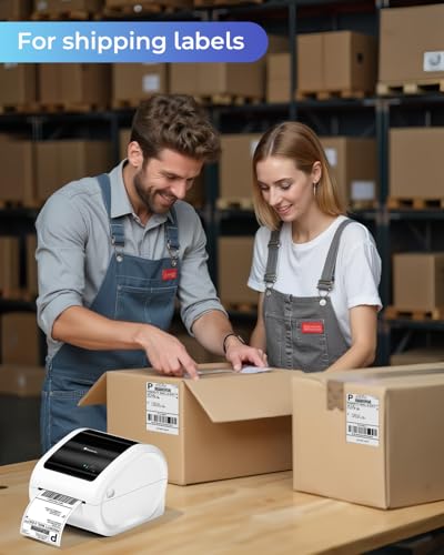 Phomemo Ethernet Thermal Label Printer, 300DPI with Built-in Paper Bin | D530Pro 4X6 Shipping Label Printer for Small Business, Home, Office, Compatible with Ethernet/Bluetooth/USB, Amazon, USPS - color: White