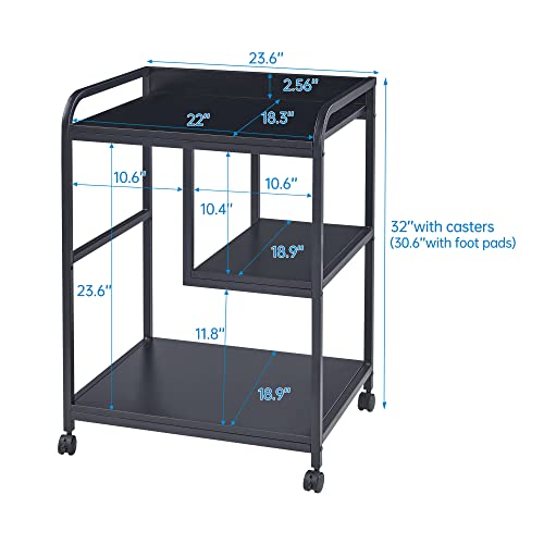 Fannova Printer Stand with Storage Shelf for PC Computer Tower CPU Shredder - color: Black