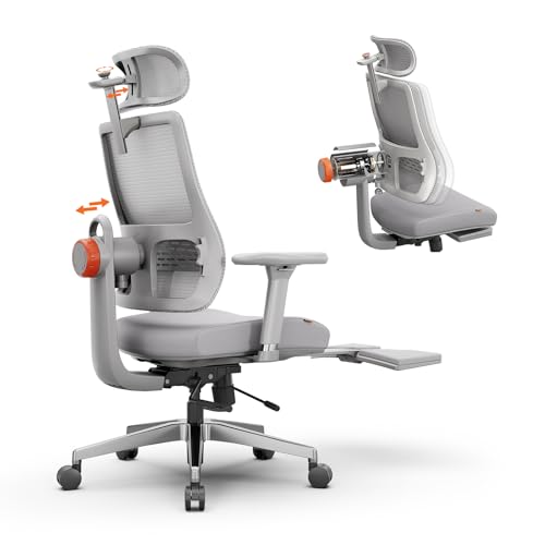 Newtral Ergonomic Office Chair, Auto-Following Lumbar Support Desk Chair with Footrest (Grey, 5D Headrest) - color: Grey, size: 5D Headrest