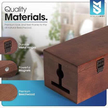 Wooden Cable Management Box – Modern Wire Organizer Box & Power Strip Cover for Home or Office | Large Cable Hider for Wires, Chargers & Extension Leads