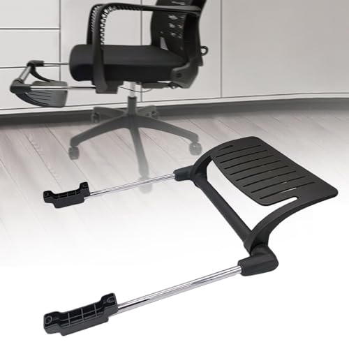 Office Chair Footrest Attachment, Adjustable Sliding Foot Pedal, Black Iron & PP Frame for Mesh and Swivel Chairs