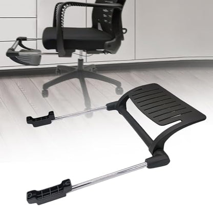 Office Chair Footrest Attachment, Adjustable Sliding Foot Pedal, Black Iron & PP Frame for Mesh and Swivel Chairs