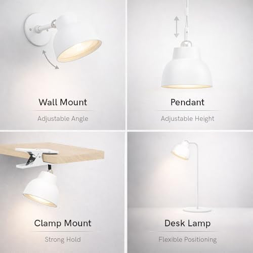 LUME CUBE Magnetic LED Reading Lamp with Modular Attachments – Rechargeable 1800mAh Battery, 3000K Warm Light and Touch Dimming for Desk, Wall, Clip-On and Hanging Use, White