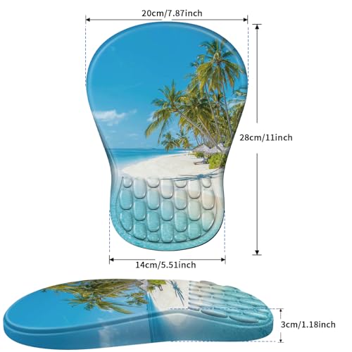 YIWEI Ergonomic Mouse Pad with Wrist Rest for Carpal Tunnel Pain Relief - color: Beach-2