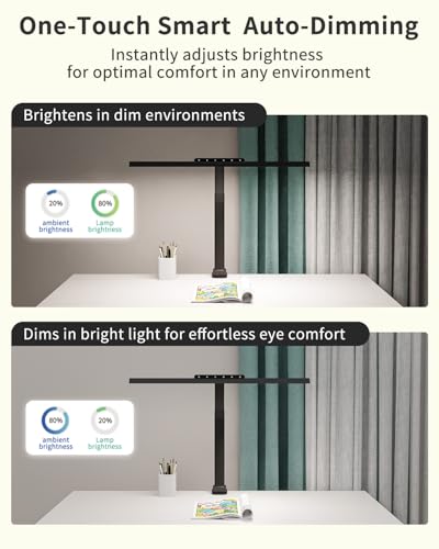 Clamp on Desk Lamp for Home Office, 24W Bright Light with Adapter | Touch Control Computer Lights, Flexible Gooseneck Stepless Dimming Table Lamp for Reading, Study, Workbench