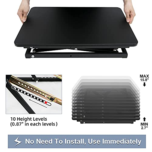Standing Desk Converter Height Adjustable Stand Up Desk Riser - Supports 300 lbs, Fully Assembled Monitor/Laptop Riser Workstation, Black. - color: Black-24in