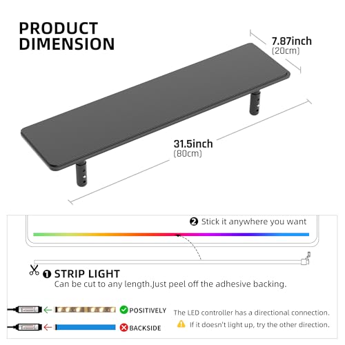 AFOOYO Dual Monitor Stand for Desk, Adjustable Height Wood Computer Riser, Ergonomic Monitor Shelf for Laptop, Printer, TV, Black - Large Storage Space, Sturdy Desk Organizer for Home & Office,Black