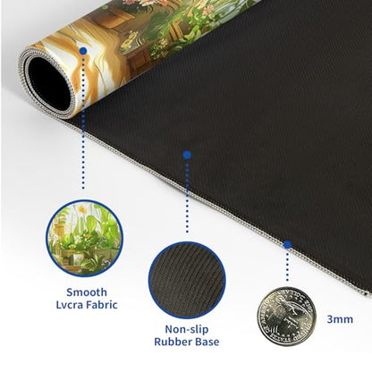 Cute Frogs Green Mouse Pad Abstract Green Mouse Pad 31.5x11.8 Inch Frog Texture Non-Slip Rubber Base Large Mousepad Stitched Edges Keyboard Mouse Mat Desk Pad for Office and Home - color: Cute Frogs Green