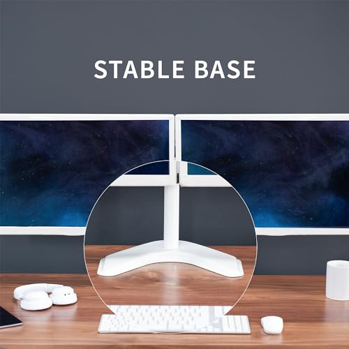 VIVO Dual LED LCD Monitor Free-Standing Desk Stand - color: White, size: 13" - 32" screens