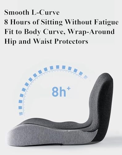 Celinva Orthopedic Cushion,Ergonomic Memory Foam L-Shaped Integrated Seat Cushions with Adjustable Strap,Ultra Breathable Non-Slip Design for Office Chair,Car,Wheelchair (Black+Gray)