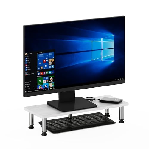 Furinno TURN-N-TUBE Toolless 23.6" Wide Monitor Stand Riser, White Oak - color: White Oak, size: 23.6 x 9.3 in. Rectangle