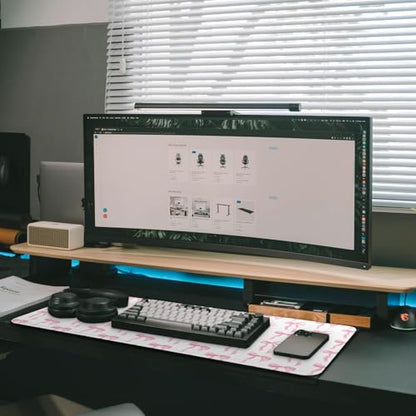 Large Computer Mouse Pad with Non-Slip Base for Desktop, Cute Gaming Mouse Mat with Stitched Edges, Long Extended Anime Mousepad for Laptop, 31.5 x 11.8 inches (Cute Ribbon Bow) - color: Cute Ribbon Bow