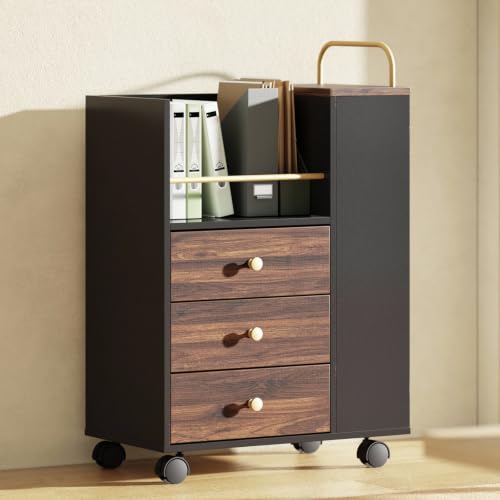 ModernMate 20" Mobile File Cabinet with 3 Drawers & Lockable Wheels