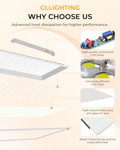 1x4 LED Flat Panel Light 2Pack 5CCT Selectable, 0-10V Dimmable | 5000LM, 3000K/3500K/4000K/5000K/6300K Adjustable, 20W/25W/30W/35W/40W Selectable, Recessed Drop Ceiling Lighting for Office - size: 1 Feet by 4 Feet