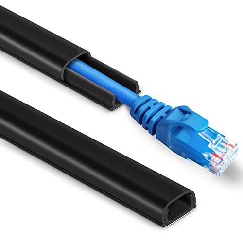 One Cord Cover Wall 153in(9X L17in) - Mini Wire Hider, Wire Cover for Hiding Speaker Wire, Baby Monitor Cord - Paintable Wire Channel for Cable Concealer, W0.5in H0.3in, CMR05 Black - color: Black, size: W0.5in X H0.3in X L153in