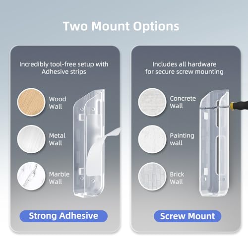 ELETIUO Clear Wall & Under Desk Laptop Mount Holder–Adhesive & Screw in,1.02"/ 26 mm,Anti-Scratch Pads,Universal for MacBooks,Surface,Keyboards,Tablets,Switch &More - color: Transparent
