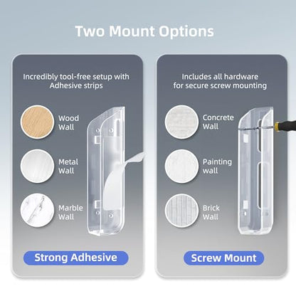 ELETIUO Clear Wall & Under Desk Laptop Mount Holder–Adhesive & Screw in,1.02"/ 26 mm,Anti-Scratch Pads,Universal for MacBooks,Surface,Keyboards,Tablets,Switch &More - color: Transparent