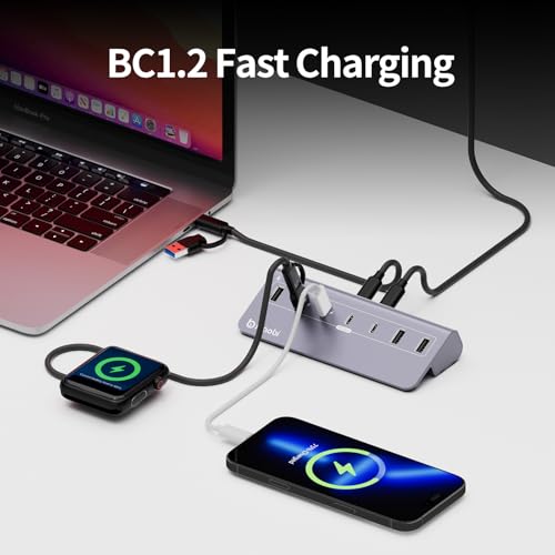 USB C Hub,10Gbps USB Splitter with 4*USB-A and 3*USB-C Ports - color: Gery