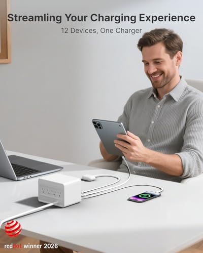 Gitryin 12-in-1 Desktop Charging Station, 160W USB Retractable GaN Charger - size: With 4 Type-C Chargers